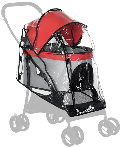 PawHut Dog Pram Rain Cover, Cover for Dog Stroller Buggy, with Front, Rear Entry
