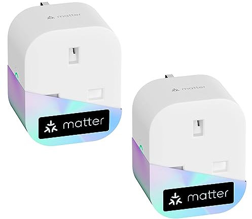 Meross Matter Smart Plug Mini with Energy Monitoring, Works with Apple HomeKit, Alexa, Google Home, SmartThings, WiFi Plug with Voice Remote Control, 13A, 2 Packs