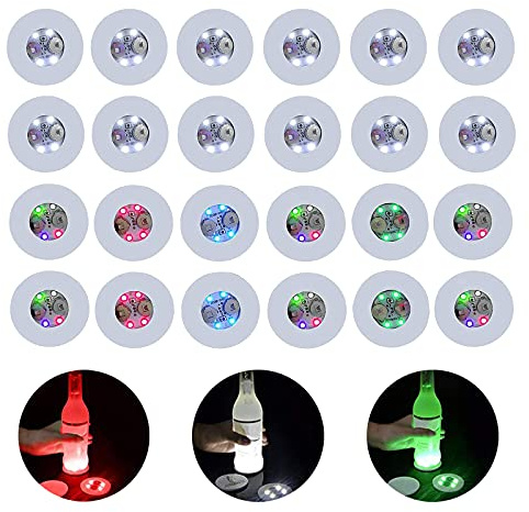 Posavasos LED, calcomanías LED iluminadas, posavasos de bar, iluminación de botellas, luces adhesivas, lámpara LED súper brillante para botellas de vidrio, fiestas, bodas, decoración de bar (paquete