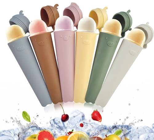 Lot de 6 moules à glace en silicone - Moules à glace à l'eau réutilisables sans BPA avec couvercle - Moules à glace pour enfants pour friandises et desserts surgelés - Silicone de qualité alimentaire