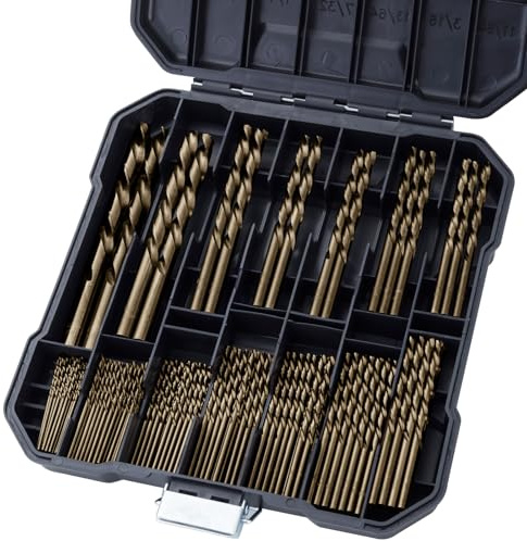 Sinyeenglon Cobalt Drill Bit Set for Hardened Metal and Stainless Steel, 99Pcs M35 High Speed Steel Twist Jobber Metal Drill Bits 1/16-3/8, with Plastic Index Storage Case