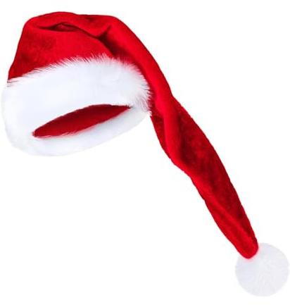 Genérico Gorro de Papá Noel extragrande,Gorro de Papá Noel grande - Gorros largos de elfos navideños de terciopelo | Disfraz de cosplay para adultos, sombrero de Navidad para celebración de Año Nuevo