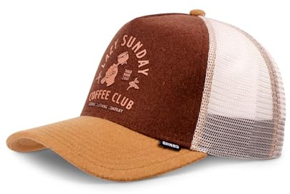 Djinns Lazy Barista Marrón Beige HFT Gorra de Camionero Ajustable
