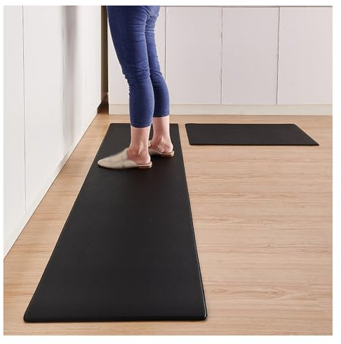Schwere Fußbodenkissen im Fitnessraum Weiche Anti-Ermüdungsmatte, gepolsterte Stehtischunterlage, ergonomischer, rutschfester Komfort-Küchenteppich, wasserdicht, for Zuhause, Garage, Büro(Black,44x120