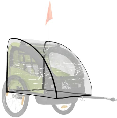 HOMCOM Baby Bike Trailer Cover, Waterproof Bicycle Trailer Storage Cover, Anti Dust Rain Snow, Cold Wind, 76 x 61 x 61 cm
