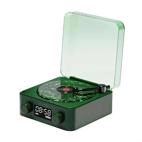 Tourne-disque vinyle Waves avec Bluetooth, haut-parleur vinyle vintage portable avec lumière et minuterie réglables, tourne-disque Wave utilisé pour la chambre, la fête, blanc