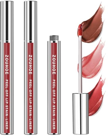Peel Off Lip Stain Set – 3 Colors Long Lasting Lip Tint, Smudge-Proof, Transfer-Proof, Kiss-Proof, Vegan Lip Makeup Gift for Her