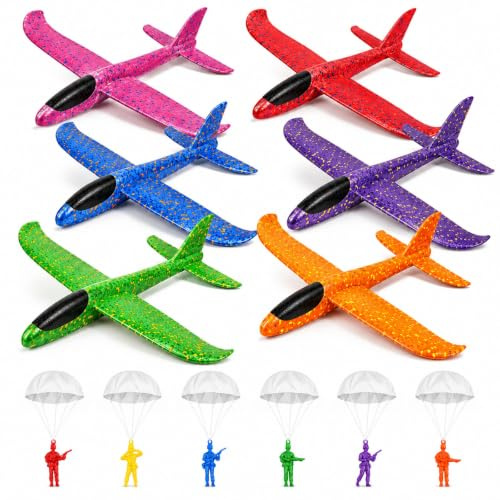 12PCS Foam Plane Glider Aeroplane with Parachute for Outdoor