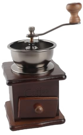 Annadue Handkaffekvarn, Retro Bokträbas Manuell Kaffekvarn med Kärna i Rostfritt Stål, Klassisk Kaffekvarn för Köksbalansering Hemmakontor