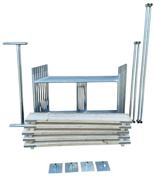 Toptower Classic Scaffolding Tower 4.65m (Working Height) 4' x 4' Base Size DIY Galvanised Scaffold Tower (Basic Kit with Platform Boards)