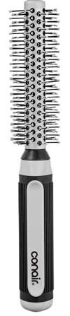 Conair Grip & Style Metal Round Brush, Nylon Bristle Hair Brush for Blowout Styling, For Short Hair Lengths, Color May Vary
