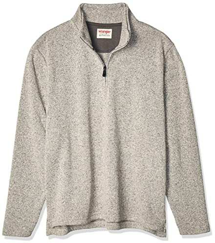 Wrangler Authentics Herren Langärmeliger Fleece-viertelreißverschluss Pullover, Hellgrau, 3X-Groß