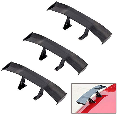 Weforu 3Pcs Car Mini Spoiler Wing, Universal Carbon Fiber Car Tail Wing Auto ABS Rear Spoiler Wing Decoration 6.7inch