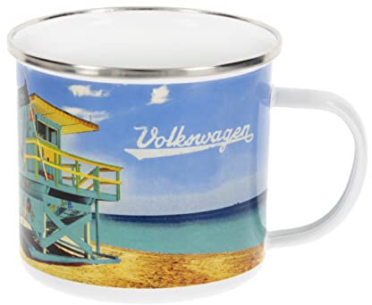 BRISA VW Collection - Volkswagen Grande Tasse à café en émail avec des Motifs colorés (500ml) (Vie à la Plage/Coloré)