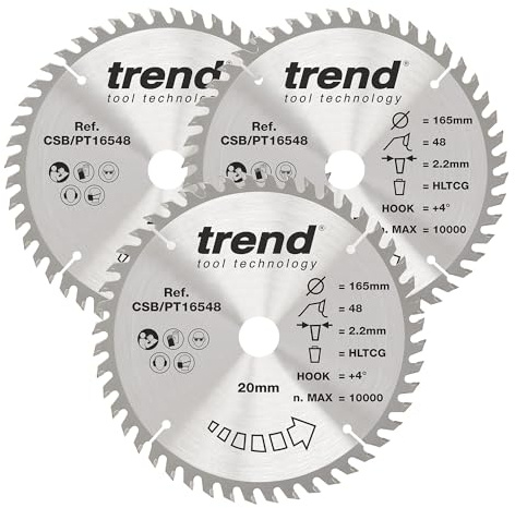 Trend Craft Pro; 165mm; Pluncge Circular Sawblade - CSB/PT165/3PK; Diameter 165; Bore 20mm; Teeth 48; Triple Pack
