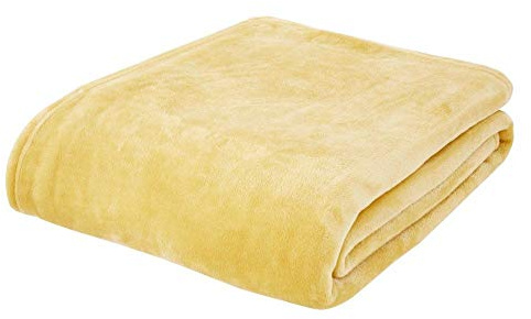 Catherine Lansfield Extra Large Raschel Velvet Touch 200x240cm Blanket Throw Ochre Yellow