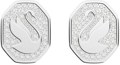 Swarovski Clous d'Oreilles Signum, Boucles d'Oreilles Octogonales, Métal Plaqué Rhodium, Incolore et Blanc