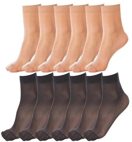 LiiYoang 12 Pairs Women'S Pop Socks & Tights 20 Denier, Nylon Sheer Socks Women Ankle High Silk Thin Sock Multiple Colors Gift Boxed Set