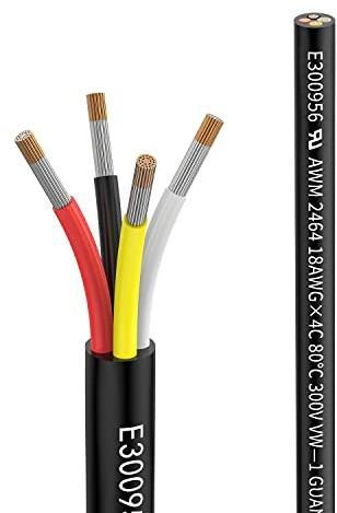 18AWG 4×0,75mm² Filo 4 conduttori cavo di prolunga 5metri Matugajp | 5-300V flessibile e bassa impedenza cavo di rame stagnato per lampade a LED, automotive, all'aperto, altoparlante esterno