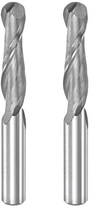sourcing map Lot de 2 fraises à bout sphérique 6 mm de diamètre 25 mm de longueur de coupe 6 mm Tige en acier rapide 2 cannelures hélicoïdales CNC Upcut