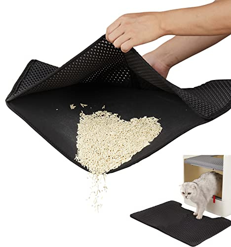 Tapis Litiere Chat 30×45cm, Conception en nid d'abeille Double Couche, Matériau Résistant à l'urine et à l'eau, Contrôle de la Dispersion Tapis pour Chat