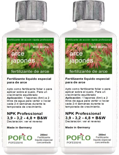 POFLO Fertilizante para arce, arce japonés, fertilizante líquido para arce rayado, fertilizante completo de ALTA TECNOLOGÍA NPK para arce palmeado (500ml)