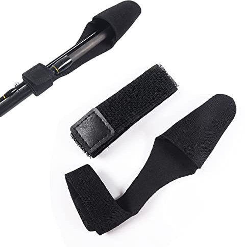 RoxNvm Angelrutenriemen, 5 Stück Klettverschluss Angelrutengeschirr mit 5 Stück Rutenschutzkappe, 21CM Stretchy Belts Holders Angelzubehör für Casting Schutz der Rute