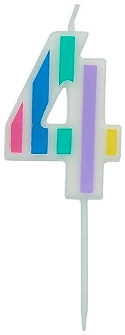 Folat 24264 Candele Pastello Numero 4 Multicolore-Decorazioni Torta adatto Feste di Compleanno, Anniversario, Matrimonio, Baby Shower