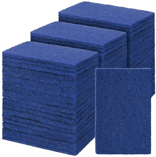 Hoolerry 100 Pcs Heavy Duty Scouring Pads Bulk for Kitchen Dish, Blue