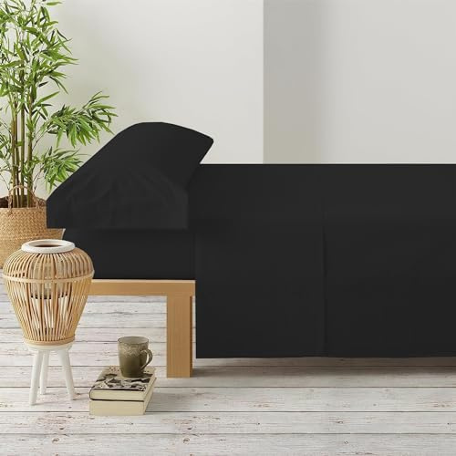 GREATOYAR Juego de Sábanas, Set de Sabanas con 3 Piezas, 1 Sábana Bajera, 1 Sábana Encimera y 1 Funda de Almohada Larga, 3 Piezas, 100% Poliéster, para Cama 105x190cm, para Cama 105x200cm, Negro