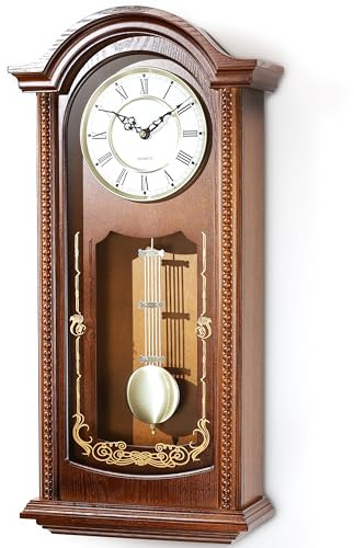 AYRELY® 26IN Grandfather Vintage Wall Clock with Pendulum and Chime, Hour/Quarter-Hour Chime, Elmwood Frame, Large Vintage Wall Clock for Living Room,Home Decor Gift