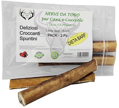 ARTISAN GIFT CO Ochsenziemer für Hunde - 100% Trockenfleisch Hundeleckerlis, geeignet für die Barf-Diät - (60 g, Bullensticks 15cm.)