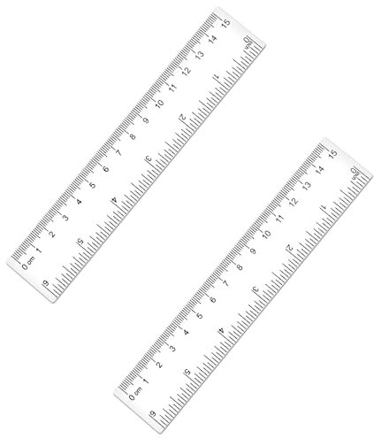 Piriuuo 2 Stück Kunststoff Lineal, 15,8 * 3 cm/6 Zoll Lineale aus Geradem Bruchsicheres Kunststoff Transparentes Lineal Messwerkzeug Flexibel Präzision Lineal für Schülern Schule Büro Zuhause