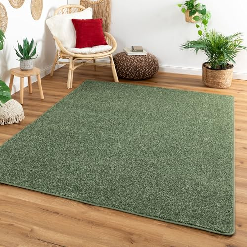 Steffensmeier Kurzflor Teppich Cambridge, Wohnzimmer, Schlafzimmer, in Grün, Größe: 200x200 cm