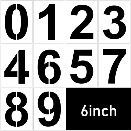 Qianyu Lot de pochoirs en plastique pour numéros d'adresse de 0 à 9 - 15,2 cm - Réutilisables - Pochoirs numériques pour gâteaux, boîtes aux lettres, panneaux, modèles de maison, numéros de maison,