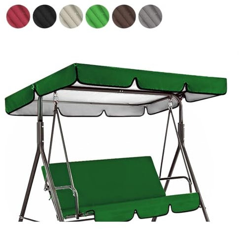TYBEITAO 600D Hochwertiges,Silberbeschichtetes Oxford-Gewebe Schaukel Dachbezug Wasserdicht UV-Geschützt Langlebig und Reißfest Dach Für Schaukelgestell Outdoor,Green-164 * 114 * 15cm