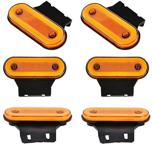 iPalamila Lot de 6 feux de position 12 V/24 V avec support, feu de position LED orange, feux de position LED, feux de position latéraux pour camion, feu arrière, feu stop pour remorque, caravane