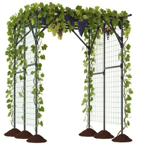 COSTWAY Enrejado de Arco para Jardín para Plantas Trepadoras, Soporte Alto de Metal Recubierto con PE Antioxidante para Jardín, Césped, Pergola para Tomate Pepino Vegetales, 200 x 150 x 197 cm