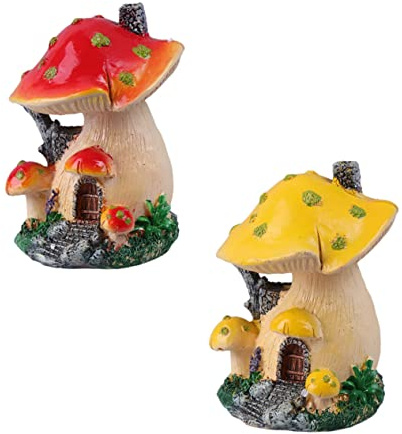 iplusmile 2 pièces Ornement Miniature Maison Champignon Résine Décor Micro- pour Jardin Balcon et Pot de Fleurs