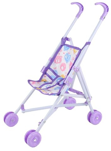 Poussette Bébé Jouet Réaliste pour Filles et Garçons, Jouet de Poussette Robuste et Légère pour Jeu de Rôle et Accessoires, Idéal comme Cadeau d’Anniversaire ou Noël - 19x29,5x41,5 cm