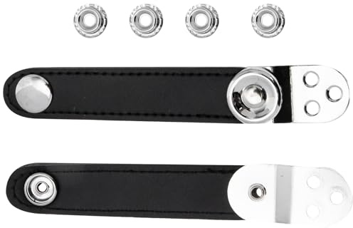 Cabilock Set Cinghia Doppio Strato per Fisarmonica in Pelle Bovina Nera, Fissaggio Resistente e Compatto, Accessori Sostitutivi per Fisarmonica Sotto Mantice