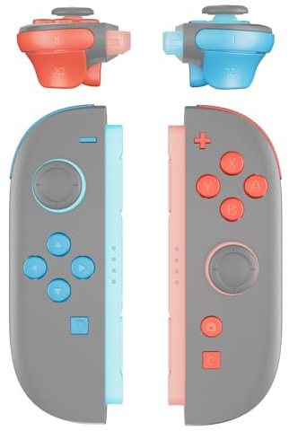 eXtremeRate Kit Complet de Boutons de Remplacement DIY pour Switch Joycon 2 Accessoires - Touches Directionnelles ABXY/D-Pad/Boutons + - C Home Capture Release/Gâchettes L R ZL ZR,Bleu et Orange