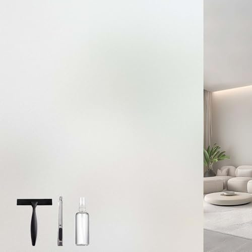 VOOKPPF Self-Adhesive Frosted Window Film,Privacy Glass Film for Home Office Bathroom, Matte Sticky Window Sticker Anti-UV & Heat Control,Privacy Film Does not Peel Off，Bring Tools(17.5lnchx78.7Inch)
