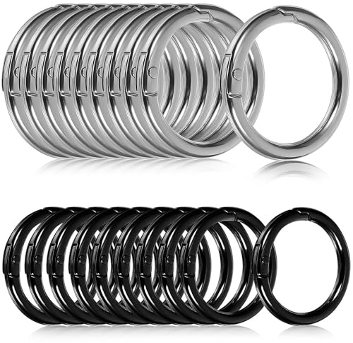 TOYANDONA Clips para Llaveros de Aleación de Zinc, 20 Unidades (10 Plata 25 Mm 10 Negro 20 Mm), Cierres de Resorte Metálicos Resistentes para Manualidades, Bolsos y Accesorios