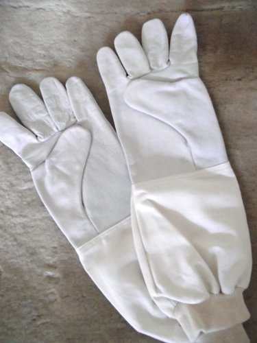 Förster-Fellnest Top Imkerhandschuhe, Schaf- und Lamm-Nappahandschuhe für Imker - gutes Tastgefühl - Größe 6 - extra lange Stulpe hellgrau