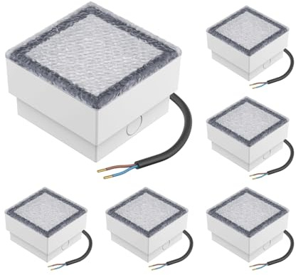 ledscom.de 6X LED Paving Stone Ground recessed Light CUS for Outdoors, IP67, Angular, 10 x 10cm, Cool White