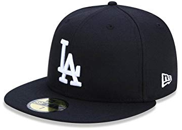 New Era x MLB Men's Los Angeles Dodgers Basic 56Fifty Fitted Hat Black/White 7 1/8