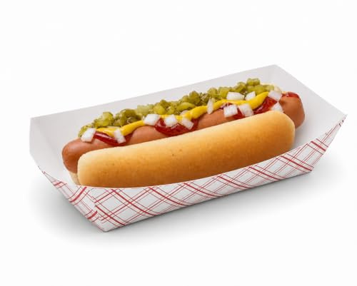 Mr Miracle 7 Inch Paper Hot Dog Tray in Kraft Paper. Pack of 250. Disposable, Recyclable and Fully Biodegradable. Made in USA