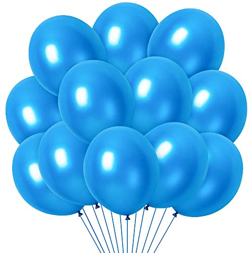Luftballons Blau, 100 Stück 12 Zoll Blau Latex Ballons, Helium Luftballons für Hochzeit Geburtstag Valentinstag Babyparty Taufe Party Deko