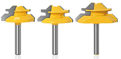 1/4 Router Bit 45 Degree Glue Joint Lock Miter, APlus Woodworking Cutter Tools Set, 3 Pcs